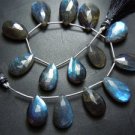 10 inches y  Labradorite  Faceted Briolette Pear Drops Blue Fire AAA Quality