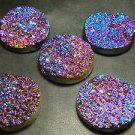 5 Pc Top Quality Agate Drusy Coated Multi-Fire  Huge Size-30x30MM Wholesale