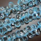 8 Inches Full Strands Sky Blue Topaz Faceted Briolette Pear Drops Size 5 - 6MM