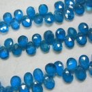 8 Inches Neon Blue Apatite  Faceted Briolette Pear Drops Size 6MM Approx