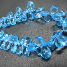 Full Strands 100Pc Top Quality Swiss Blue Topaz Faceted Briolette Size 5MM To 6