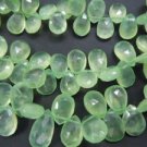 8 inches green prehnite faceted briolette pear drops stunning quality size 5to7m