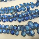 8 Inches Gorgeous Blue Kyanite Faceted Briolette Pear Drops Size- 5MM To 6MM App
