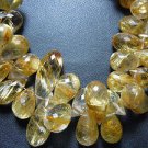 30Pc AAA High Quality Golden Rutilated Quartz Faceted Briolette Tear Drops Whole