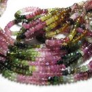 14 Inches - Gorgeous - Tourmaline - multy shaded - faceted - rondell beads