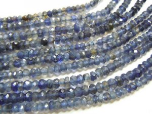 20x14 Inches -AAA - Blue Iolite Micro Faceted Rondelles Beads Size - 3mm Approx