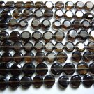 5 x14 Inches Top Quality Smokey Quartz Faceted Coin Shape Beads Size 8 To 10MM
