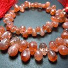 7Inches-Natural Sun Stone Smooth Briolette Tear Drops Wholeale Price