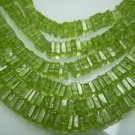 14 Inches - AAA green peridot heishi smooth square beads- Size - 4mm to 5mm