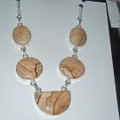 18 Inches Long Silver Plated Necklace With Picture Jasper Gemstone  AAA Quality