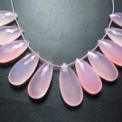 9Pc Chalcedony Faceted Briolette Long Pink Pear DropsSize 12x24MM Approx Wholesa