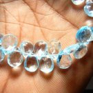 Blue Topaz Faceted Briolette Pear Drops Size - 6x9MM AAA Quality Sold 8Inch