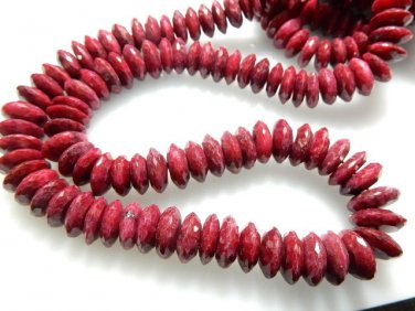 Red Corundum Ruby German Cut Rondelle Beads Size - 9 To 11MM AAA Quality