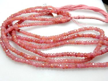 14'' AAA Quality Natural Pink Sapphire Faceted Rondelle Beads Size -3.5 to 5MM