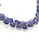 Blue Iolite Beads Faceted Briolette Heart Size - 4 to 6MM Sold 8'' Strands AAA