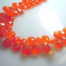8'' Full Strand Natural Red Carnelian Faceted Briolette Pear Drops -6x9-7x10MM