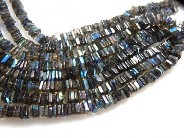 Labradorite Full Flash Blue Fire Square Heishi Beads Size -4.5 - 5MM AAA Quality