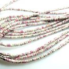 Ruby Zoisite Silverite coated Faceted Tube Beads 3.5MM -Sold 14 Inches Strands