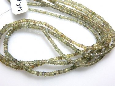 3 Strands Green Songea Sapphire Beads Faceted Roundelle Size - 3MM