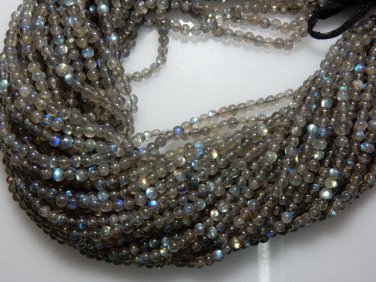 10 Strands Labradorite Full Flash Blue Fire Beads Smooth Round Ball Size 4MM