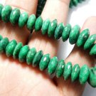 Green Corundum Emerald German Cut Rondelle Beads Size - 9 To 11MM AAA Quality