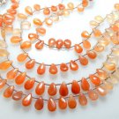 Tangerine Quartz Gemstone Beads Smooth Briolette Pear Drops Size - 6x8.5MM