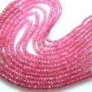 14'' AAA+++ Natural Dark Pink Sapphire Faceted Rondelle Beads Size 3 To 5MM