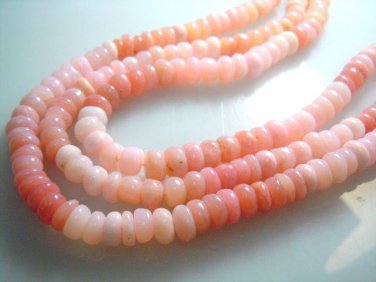 14''AAA Pink Opal Smooth Rondelle Beads Size 6-7MM Wholesale Price 100% Natural
