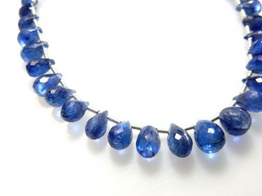 Deep Blue Kyanite Faceted Briolette Tear Drops - 4.5MM To 6MM -100% Natural