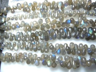 8'' Ful Strands Labradorite Blue Fire Faceted Briolette Tear Drops5x7 -6x9MM App