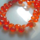 8'' Full Strand Natural Red Carnelian Faceted Briolette Heart Drops 6 -7MM Appro