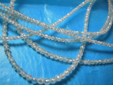 14'' 20Ct AAA Quality Natural Transparent  White Diamond Faceted Beads 3MM Appro