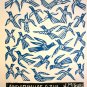 Woodblock print - Blue Andorinhas- 13x19"