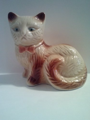 Cute White & Orange Ceramic Cat