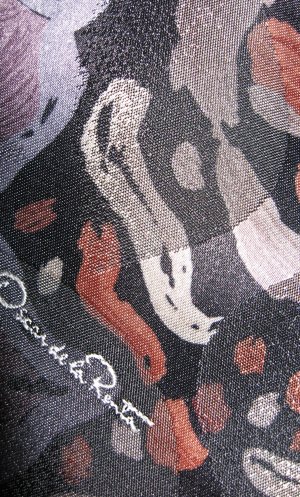 Oscar de la Renta signed abstract silk necktie