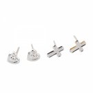 16003145  24 Pairs Different Shape Stud Earrings Silver