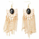 16009583  Fashionable Black-and-White Semi-Circle Alloy Drop Earrings Golden