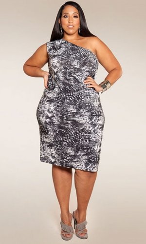 Plus Size Snake Print / Black and White Dress 1x