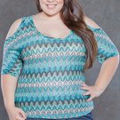 Plus Size - 3x Top Blouse Blue Fiesta
