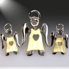Gold Heart Angel Brooch and Earring Set
