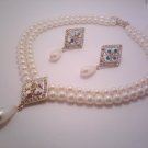 Beige Evening Necklace and Earring Set