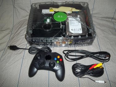 2tb Original Xbox System Custom Clear GhostCase with Blue LEDS