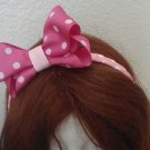 Pink polka dotted Bow headband
