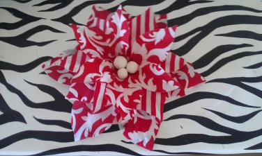 Red and white flower hair clip!