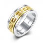 New Engraving Gold-plated Inlay Yellow Men's Ring Christmas Gift Fits Size 7-10