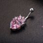 New Simple Elegant Double Petal Belly Button Ring Zircon Pendant For Women Girls
