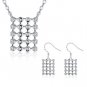 Women Wedding Jewelry Set Rhinestone Silver Plated Pendant Necklace Bracelet NEW