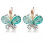 Women Crystal Pendant Gold/Silver Plated Chain Stud Earring Fashion Jewelry Gift