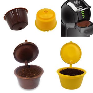 Refillable Reusable Coffee Capsules Pod Cup Brewers Refill Filter Yellow/Brown