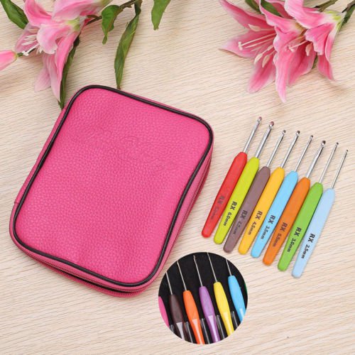 22Pcs Set Stainless Steel Multi-colour Crochet Hooks Needles Knit Weave Craft